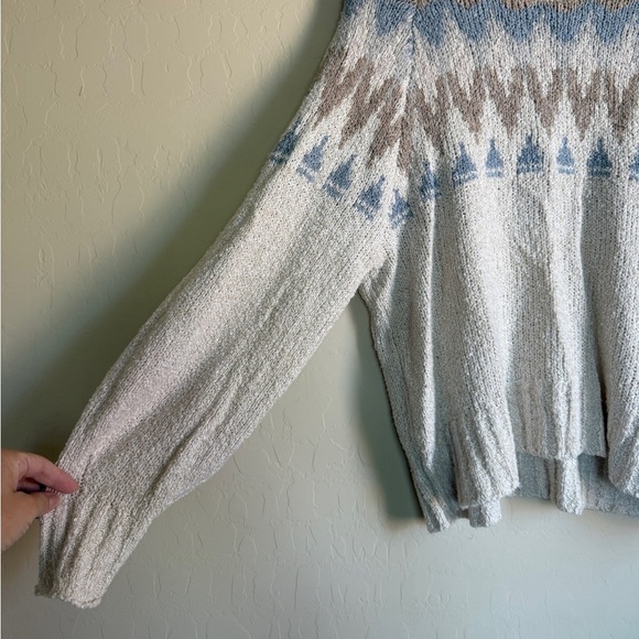 American Eagle Fair Isle Fisherman Cream Oatmeal Women’s Sweater Large - Picture 5 of 12